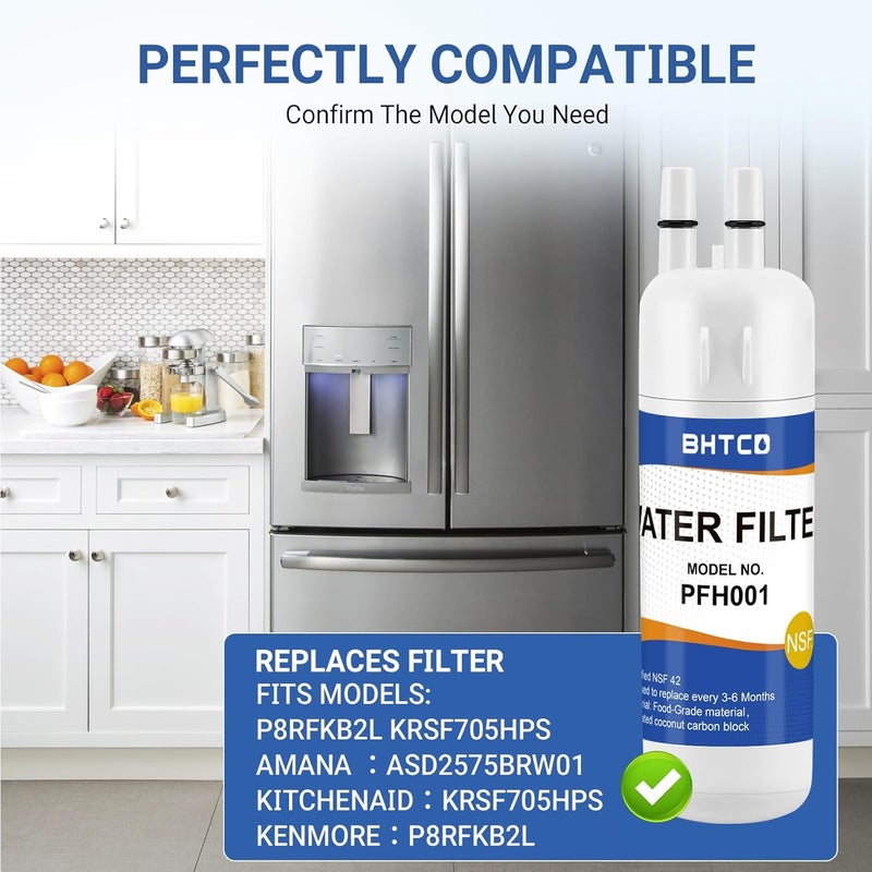 BHTCD P8RFKB2L Water Filter for Kenmore Refrigerator Kitchen-Aid KRSF705HPS Ama-na ASD2575BRW01 Replacement.(2 Pcs) - Image 2